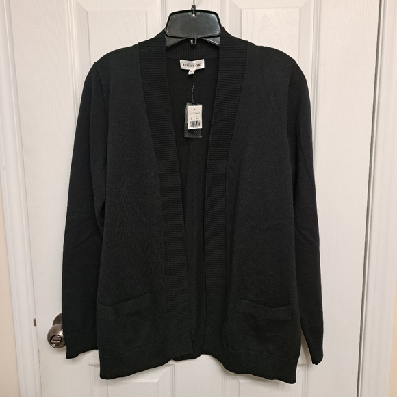 Northern Reflections Black Cardigan Women's Medium Cotton Sweater - Picture 8 of 11